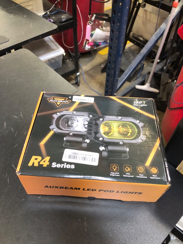 Photo 1 of Auxbeam LED Amber Fog Light, 4Inch 60W Led Amber Driving Offroad Lights Super Bright Amber Light Pod with Wiring Harness Kit Yellow Flood Beam Pod Light for Truck SUV ATV UTV Jeep Wrangler Motorcycle