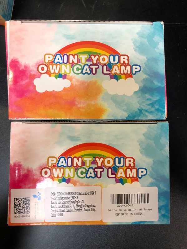 Photo 2 of 2 Box of Paint Your Own Cat Lamp Art Kits Painting Arts and Crafts Projects and Supplies Cool Cat Craft Set Toys DIY Art Night Light Bedroom Decor for Kids Halloween Gifts for Teen Girls and Boys Ages 4-12