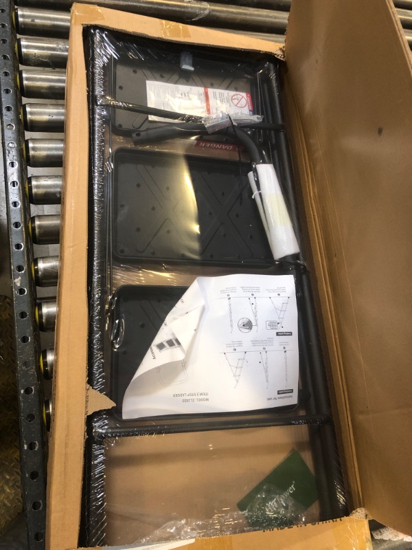 Photo 1 of HBTower 3 Step Ladder, 3 Step Stool for Adults, 3 Step Ladder Folding Step Stool with Cushioned Handle Step Ladder with Wide Anti-Slip Pedal Ergonomic Design,Black