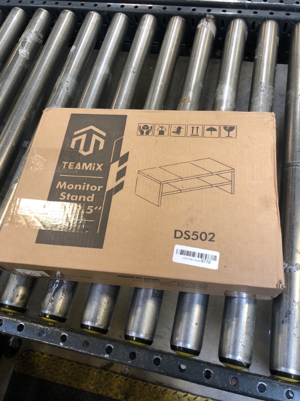 Photo 1 of TEAMIX 2 Tiers Desktop Monitor Stand Riser 20 Inch Printer Stand with Storage Small TV Riser Laptop Wooden Desk Organizer Shelf Bookshelf Maple (White+Maple, 2 Tiers)