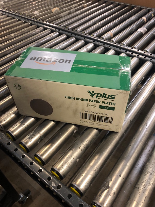 Photo 1 of Vplus 350 Pack Paper Plates 7 inch 100% Compostable Plates Heavy-Duty Disposable Paper Plates Bagasse Natural Biodegradable Eco-Friendly Sugarcane Plates