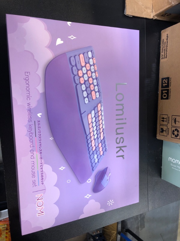 Photo 1 of Wireless Ergonomic Keyboard and Mouse Combo with PU Wrist Rest, Carpal Tunnel Keyboard, 2.4G Colorful Split Ergo Keyboard, Comfortable Natural Typing, Compatible with PC/Laptop (Purple)