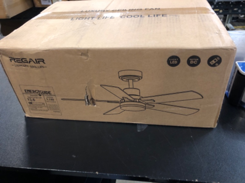 Photo 1 of Regair Ceiling Fans with Lights 42-Inch, Remote Control Reversible DC Motors, 3CCT Dimmable Timer Noiseless, Nickel Ceiling Fan for Bedroom Living Room, Indoor&Outdoor ETL Listed