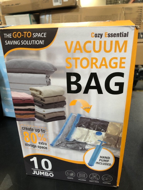 Photo 2 of 10 Jumbo Vacuum Storage Bags, Space Saver Bags Compression Storage Bags for Comforters and Blankets, Vacuum Sealer Bags for Clothes Storage, Hand Pump Included