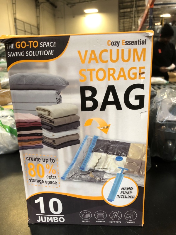 Photo 2 of 10 Jumbo Vacuum Storage Bags, Space Saver Bags Compression Storage Bags for Comforters and Blankets, Vacuum Sealer Bags for Clothes Storage, Hand Pump Included