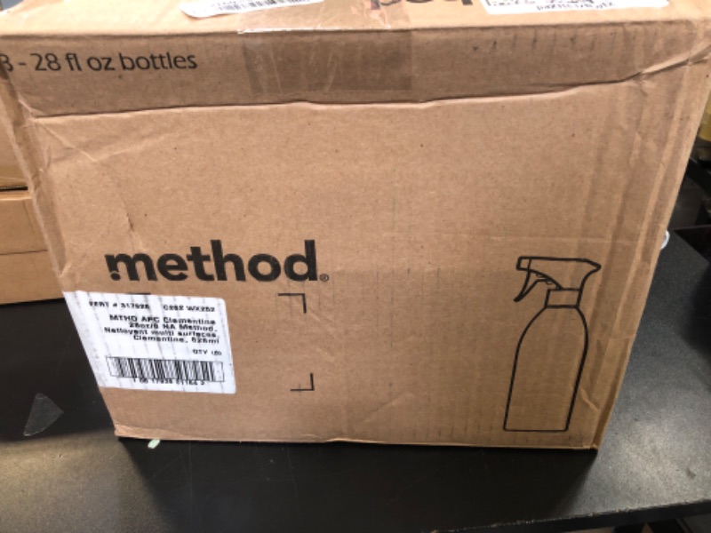 Photo 1 of Method All-Purpose Cleaner Spray, Clementine, Plant-Based and Biodegradable Formula Perfect for Most Counters, Tiles, Stone, and More, 28 Oz Spray Bottles, (Pack of 8)