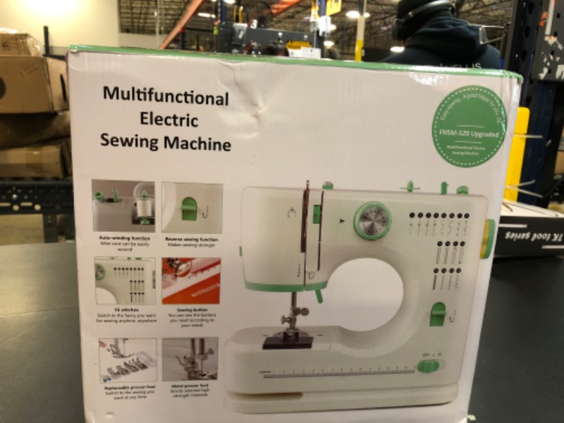 Photo 1 of Weaving everything: Beginner sewing machine, portable sewing machine, 16 different thread types, adjustable sewing speed, small sewing machine with two needle types, foot pedal (milky white)