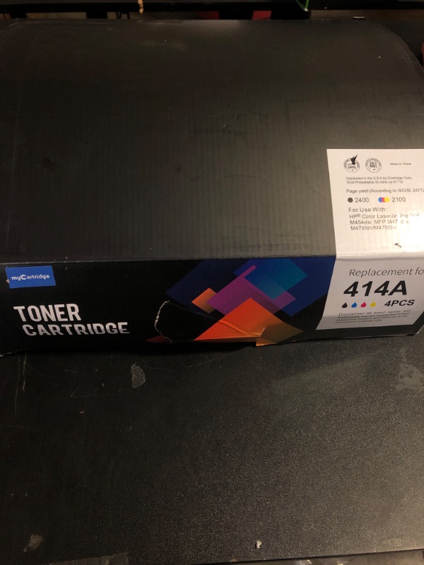 Photo 2 of 414A Toner Cartridges 4 Pack (with Chip) Compatible Replacement for HP 414A 414X for Color Laserjet Pro MFP M479fdw M479fdn M479dw Pro M454dw M454dn M479 M454 Printer Ink W2020A W2020X High Yield