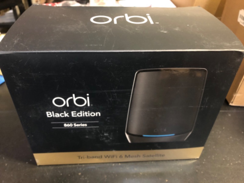 Photo 2 of NETGEAR Orbi Tri-Band WiFi 6 Mesh Add-on Satellite (RBS860B) - Works with Orbi RBK863SB - Adds Coverage up to 2,700 sq. ft. - AX6000 (6Gbps) - Black