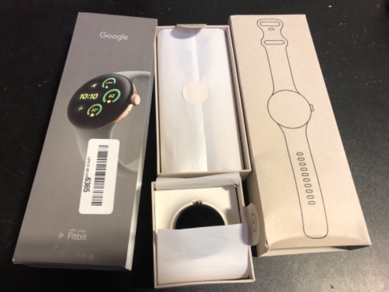 Photo 1 of Google Pixel Watch 3 (41mm) Latest Model - Android Smartwatch, Heart Rate Tracking, Fitbit Advanced Running, Fitness Insights, 24-Hour Battery - Champagne Gold Aluminum Case - Hazel Band - Wi-Fi