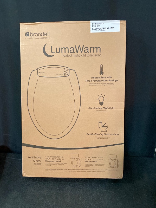 Photo 1 of Brondell L60-EW LumaWarm Heated Toilet Seat with Night Light Three Temperature Settings, Gentle Close Lid, Easy Installation, Built-in Controls, Elongated, White