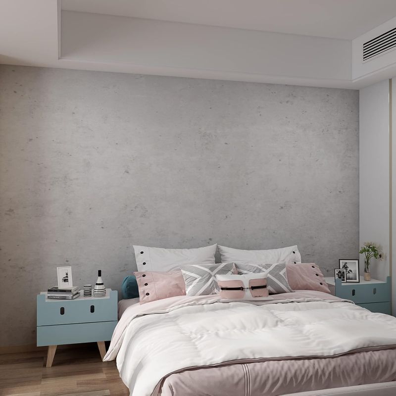 Photo 1 of BRAND NEW** 48"×197" Extra Wide Thick Light Grey Concrete Wallpaper Peel and Stick Industrial Grey Concrete Contact Paper Vinyl Matte Textured Waterproof Gray Cement Sticker for Gym Bedroom Bathroom Walls
