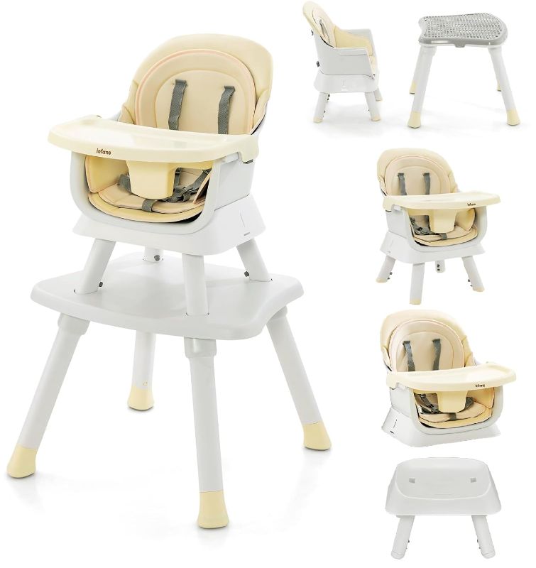 Photo 1 of INFANS 8 in 1 Baby High Chair, Convertible Highchair for Babies and Toddlers, Infant Dining Booster Seat, Building Block Table, Kids Stool Table Chair Set with Removable Tray
