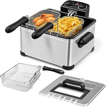 Photo 1 of Electric Deep Fryer 5.3QT/21-Cup Stainless Steel 1700W with Triple Basket
