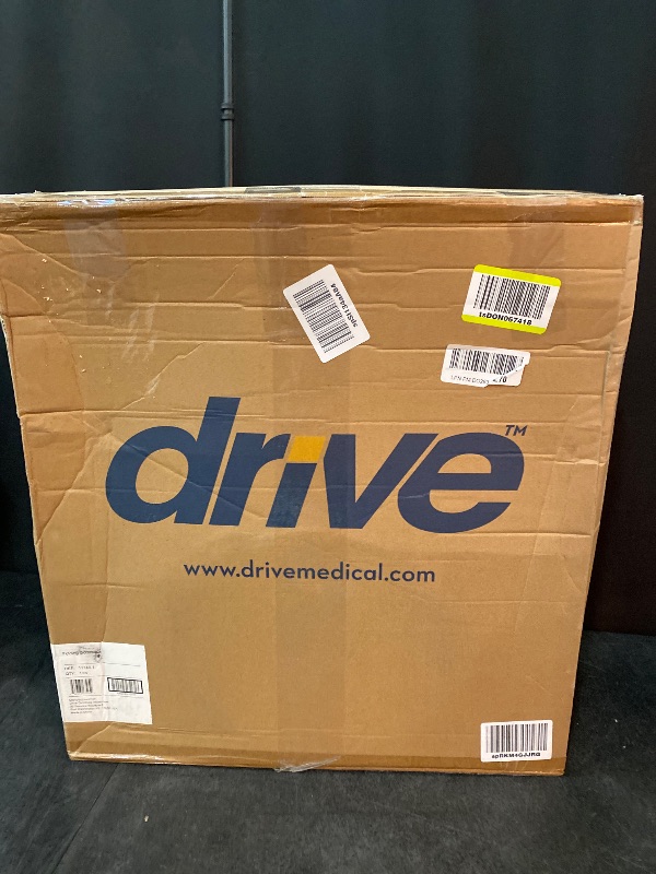 Photo 1 of Drive Medical 11148-1 Folding Steel Bedside Commode Chair, Portable Toilet, Supports Individuals Weighing Up To 350 Lbs, with 7.5 Qt. Bucket and 13.5 Inch Seat, Grey