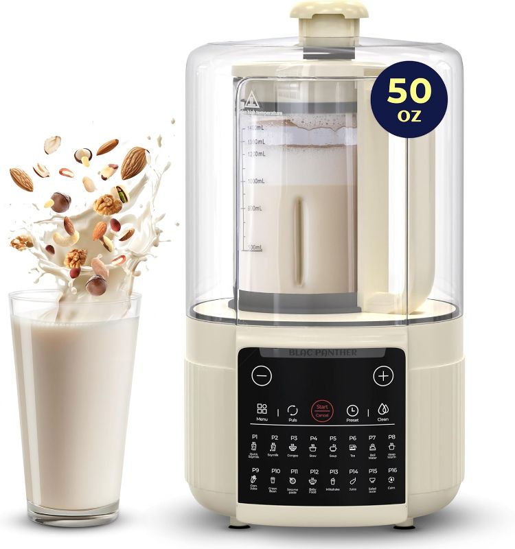 Photo 1 of 16-in-1 Blender & Nut Milk Maker, 50oz – Soy/Oat Milk, Plant-Based Milk, Milkshake, Soup Maker. 8 High-Speed Blades, Ultra-Quiet Noise Canceling, Auto Timer, Heat Insulation.
