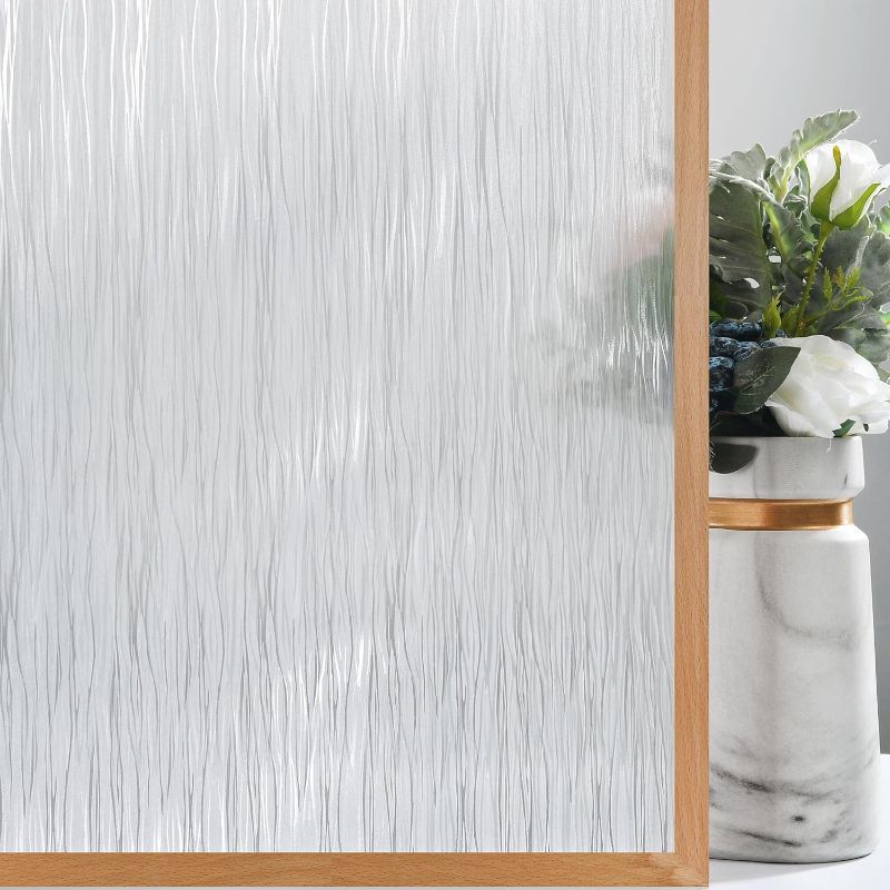 Photo 1 of VELIMAX Frosted Window Privacy Film Non Adhesive Window Cling Removable Glass Covering Clear Water Opaque Window Film for Home Anti UV 29.5x78.7 inches
