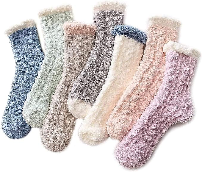 Photo 1 of ONE SIZE** Azue Fuzzy Warm Slipper Socks Women Super Soft Microfiber Cozy Sleeping Socks 6 or 5 Pairs
