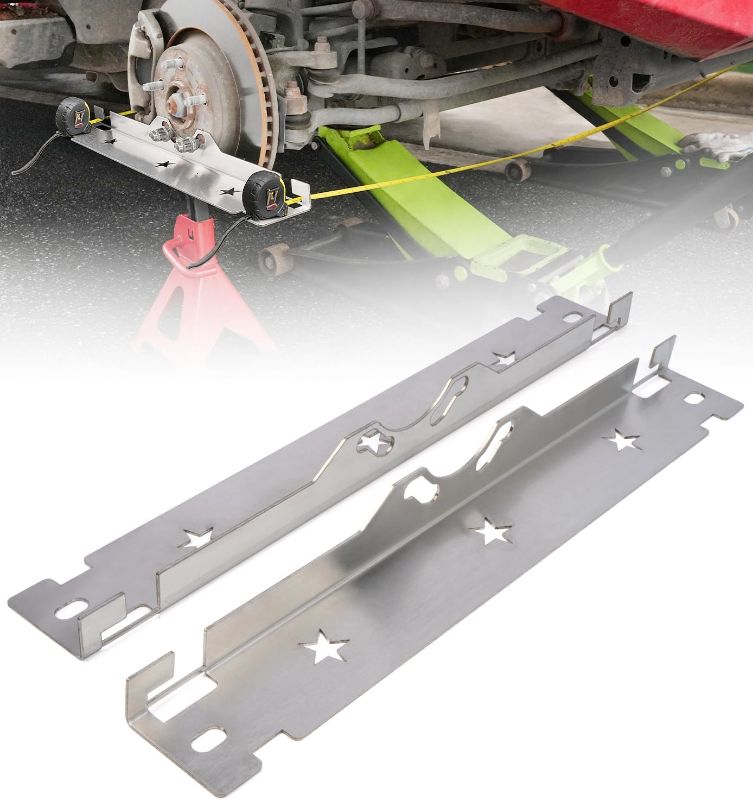 Photo 1 of Premium Wheel Alignment Tool Plate with Hanging Holes, Stainless Steel Toe Alignment Tool Plates, Silver
