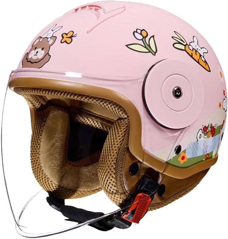 Photo 1 of DOT Approved Kids Cute Helmets,Toddler Child 3/4 Motorcycle Retro Half Helmet,Boys Girls Youth Vespa Electric Scooter Moped Go-Kart Dirt-Bike Bicycle ATV Helmet for 2-14 Years Old
