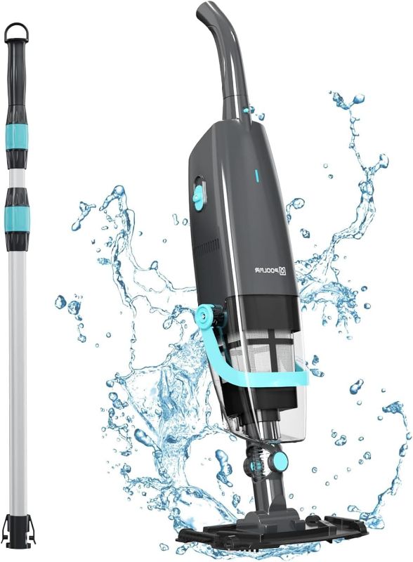 Photo 1 of Cordless Handheld Pool Vacuum, Rechargeable Pool Cleaner with 16 Gal/Min Powerful Suction for Above Ground Pools, Spas, Hot Tubs, 60 Mins Runtime, Perfect for Cleaning Debris Underwater, Black
