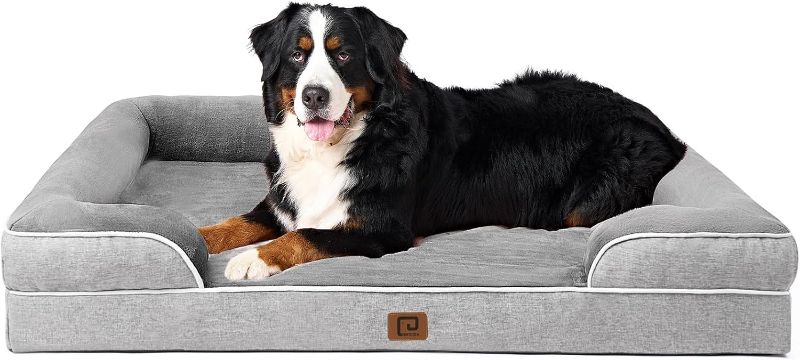 Photo 1 of EHEYCIGA Orthopedic Dog Beds for Extra Large Dogs, Waterproof Memory Foam XL Pet Bed with Sides, Non-Slip and Egg-Crate Foam Big Dog Couch Bed with Washable Removable Cover, Grey
