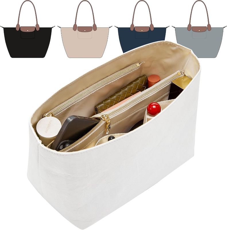 Photo 1 of Doxo Upgraded longchamp Organizer Insert, Bag Organizer Insert for Long Champ Large and More, Ultra-light Waterproof DupontPaper le pliage Large Organizer, Keeps Tote Handbag Neat(White,L)
