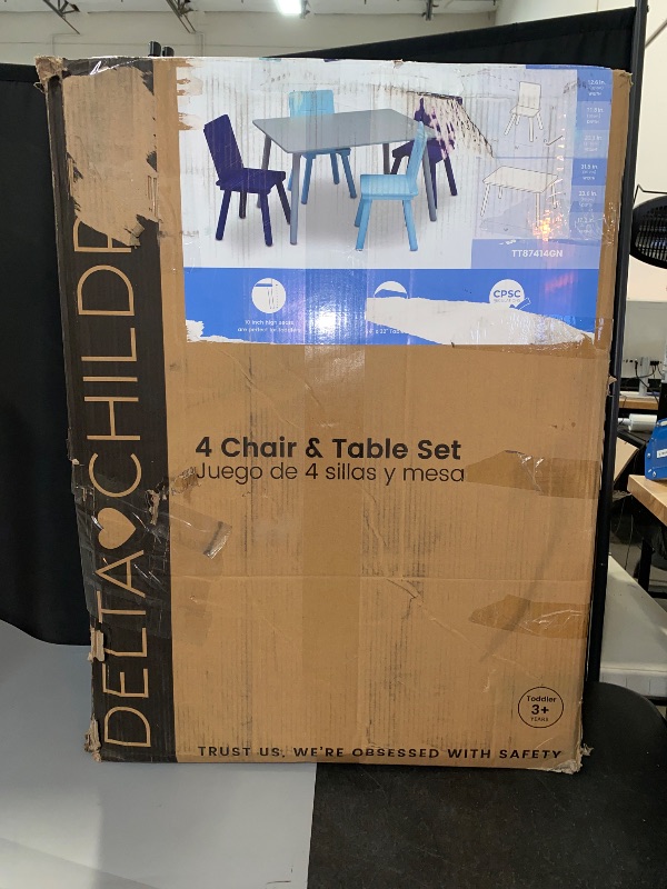 Photo 3 of Delta Children Kids Table and Chair Set (4 Chairs Included), Grey/Blue
