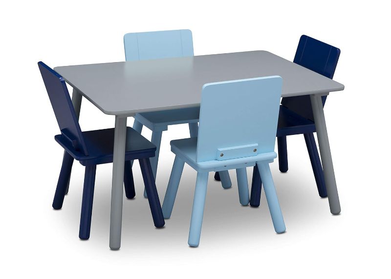 Photo 1 of Delta Children Kids Table and Chair Set (4 Chairs Included), Grey/Blue
