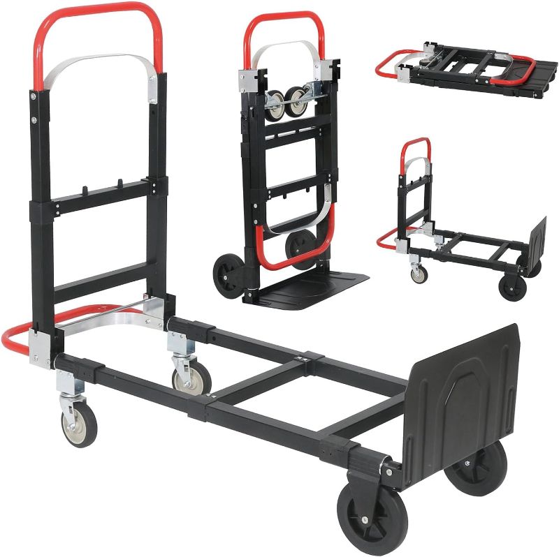 Photo 1 of Upgraded 2 in 1 Convertible Hand Truck Dolly 600lbs Capacity Aluminum Folding Hand Truck with Rubber Wheels for Transport and Moving in Home, Warehouse, Supermarket, Office
