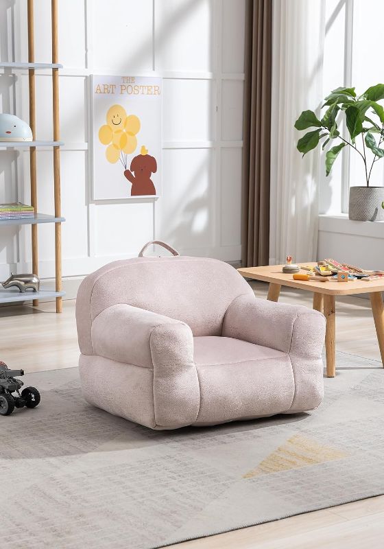 Photo 1 of DARK GRAY** Opoiar Kids Couch Toddler Sofa Chair,Kid's Bean Bag Chair,Kid Sofa with Soft Velvet Fabric,Filling Memory Sponge Stuffed Bean Bag Chair for Children
