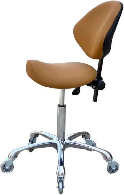 Photo 1 of Adjustable Saddle Stool Chairs with Back Support Ergonomic for Medical Clinic Studio Salon Office and Home (Camel)
