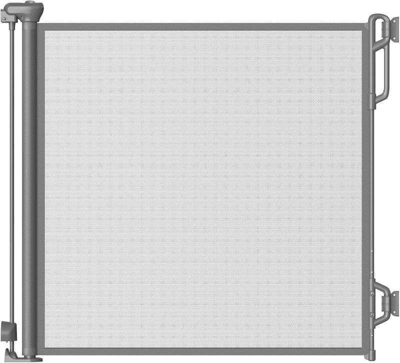 Photo 1 of Retractable Safety Baby Gate or Mesh Dog Gate,Durable Portable Mesh Retractable Gate,Easy to Use for Stairs, Doorways,Hallways, Indoor, Outdoor, 33.5" Tall, Extends to 55" Wide Gray
