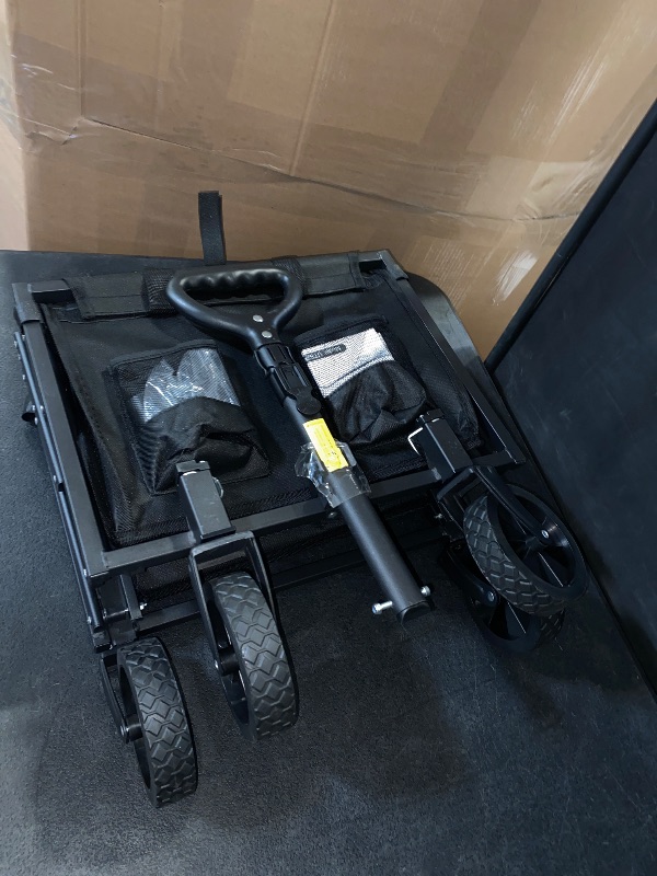 Photo 1 of 140L Collapsible Wagon Cart Foldable, Portable Folding Wagon with Silent Universal Wheels, Utility Grocery Cart for Camping Sports Shopping, Black

