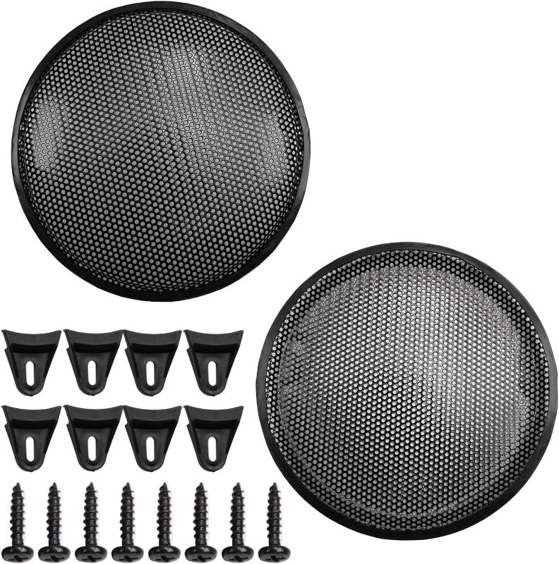 Photo 1 of Fielect 2Pcs 12 inch Speaker Grill Cover Mesh Car Audio SubWoofer Grille Waffle Grill Cover Guard Protector Grille Black
