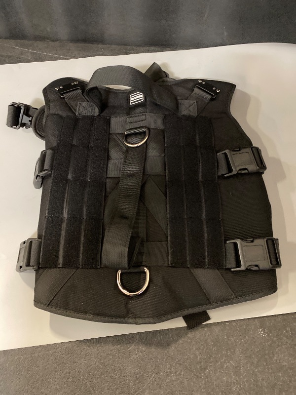 Photo 1 of LARGE WINSEE Tactical Dog Harness with Dog Leash, Service Working MOLLE Vest with 10 Pet Patches for Large Dog, No Pull Military Harness and Backpack for Training Hunting Walking
