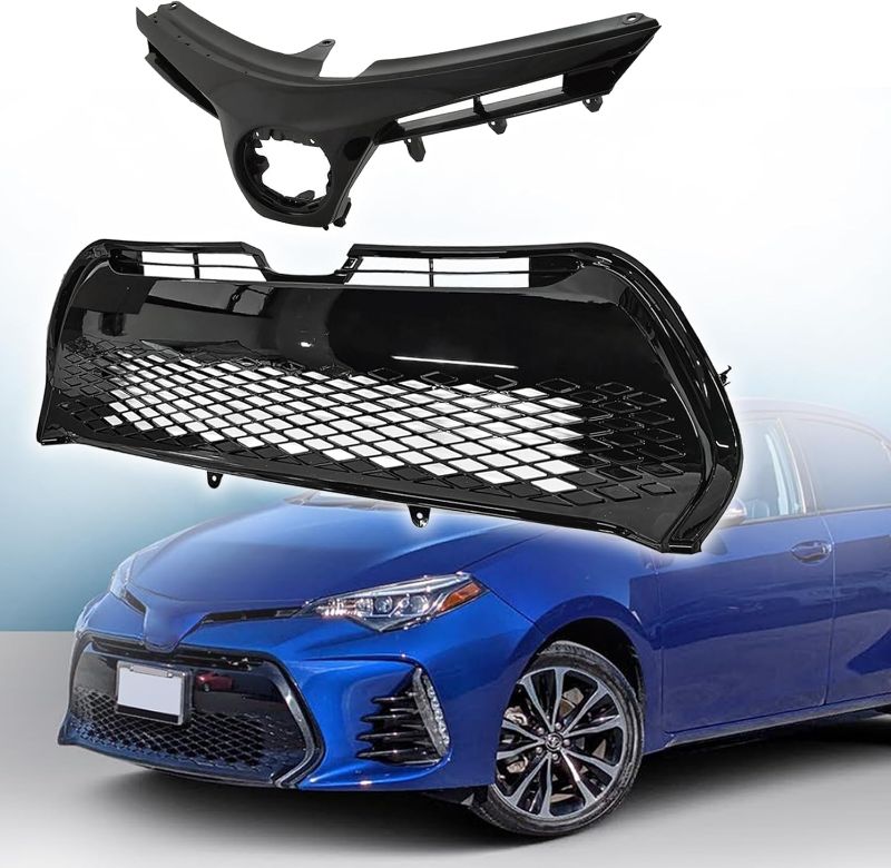 Photo 1 of Front Upper & Lower Bumper Grille Assembly Fit For 2017 2018 2019 Toyota Corolla SE XSE Front Bumper Grill Guard Replacement | 5311202740/5310502010C0
