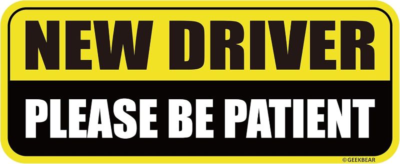 Photo 1 of GEEKBEAR New Driver Car Magnet - Colorful, Reflective, Weather-Resistant - Rectangular 8.7 x 3.5 in (Yellow/Black)
