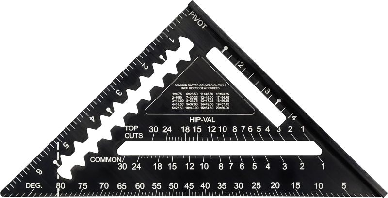 Photo 1 of Johnson Level & Tool 1904-0700 Johnny Square Professional Easy-Read Aluminum Rafter Square, 7", Black, 1 Square
