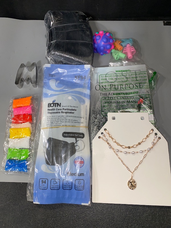 Photo 1 of LOT OF 8 MISCELLANEOUS ITEMS( BOOK, NECKLACE, KIDS TOY & ACCESSORIES)