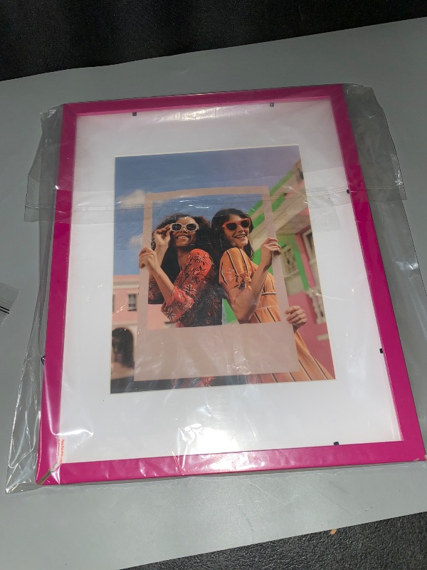 Photo 1 of Vittanly 11x14 Picture Frame, Display Pictures 8x10 with Mat or 11x14 without Mat, Engineered Wood with Shatter Resistant Plexiglass, Photo Frame for Wall or Table Top Display, Rose Red, 1 Pack
