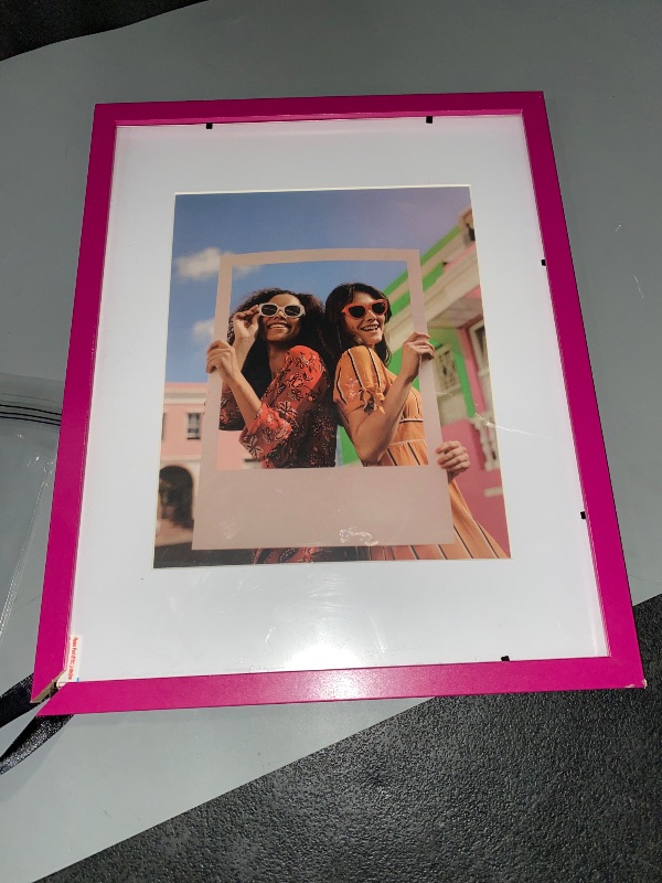 Photo 1 of Vittanly 11x14 Picture Frame, Display Pictures 8x10 with Mat or 11x14 without Mat, Engineered Wood with Shatter Resistant Plexiglass, Photo Frame for Wall or Table Top Display, Rose Red, 1 Pack
