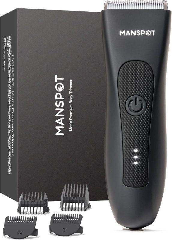 Photo 1 of MANSPOT Manscape Groin & Body Hair Trimmer for Men, Electric Ball Trimmer Pubic Trimmer Shaver,Manscape Kit with 4 Guard,Replaceable Ceramic Blade Heads,Waterproof Wet/Dry Shaver,90 Minutes Shaving
