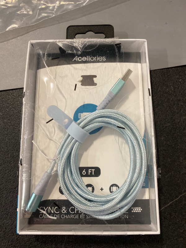 Photo 1 of LAX USB A to Lightning Cable - Glow in The Dark Apple MFI Certified Lightning Cable for iPhone, iPad, iPod - Fast Charging Cable for All Apple Products - 10ft - Blue
