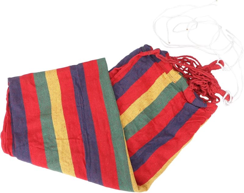 Photo 1 of IMIKEYA Fashionable Canvas Hammocks Swing Sleeping Bed Outdoor Hanging Bed Red 260x80cm for Family
