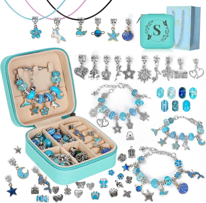 Photo 1 of Charm Bracelet Making Kit, Kid Jewelry Making Kit for Girls 8-12, Unicorn Craft Kits for Teen Girls Toys Ages 3-10 Years Old Girl Gifts Trendy Stuff Birthday Christmas Gift with Initial Jewelry Box- S
