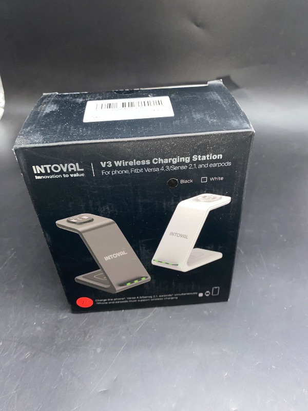 Photo 1 of Intoval Wireless Charger for Fitbit Sense 2/Sense/Versa 4/Versa 3, 3 in 1 Wireless Charging Station for iPhones, Androids, Airpods (V3F, Black)
