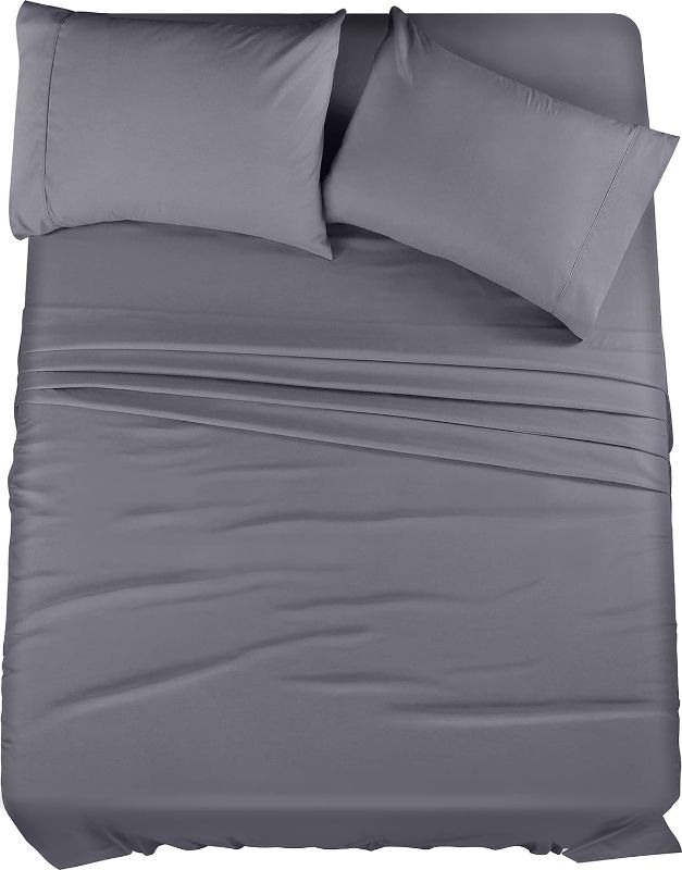 Photo 1 of Bedding Full Bed Sheets Set - 4 Piece Bedding - Brushed Microfiber - Shrinkage and Fade Resistant - Easy Care (Full, Grey)