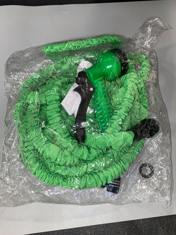 Photo 1 of 100 Ft New Latex Expanding Flexible Garden Water Hose With Spray Nozzle In Green