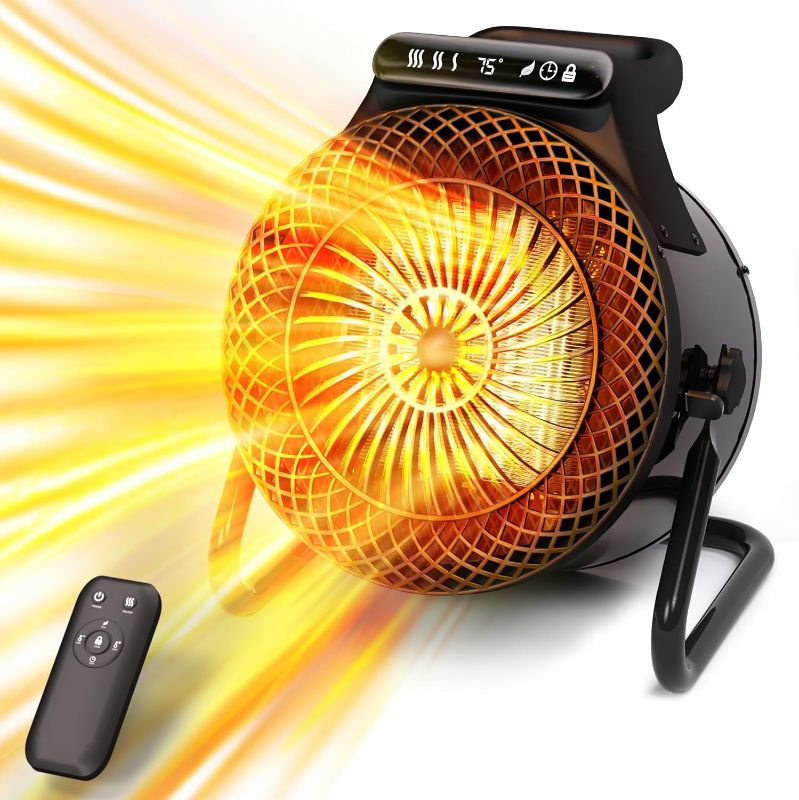 Photo 1 of Outdoor Heaters for Patio, 1500W Electric Garage Heater with Remote Thermostat 3S Fast Heating, Overheat Protection, PTC Ceramic Heater with 3 Modes for Greenhouse, Camping Tent Indoor Use
